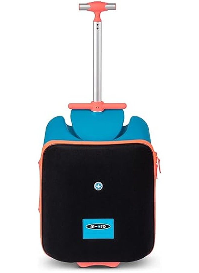 Micro Foldable and Ride-Able Swiss-Designed Luggage Case Carry on for Kids-Ocean Blue | Ride On Luggage | Child Seat Trolley Suitcase | Trolley Suitcase | Eazy-Foldable and Ride-Able Luggage | Ages 18 Months and Up