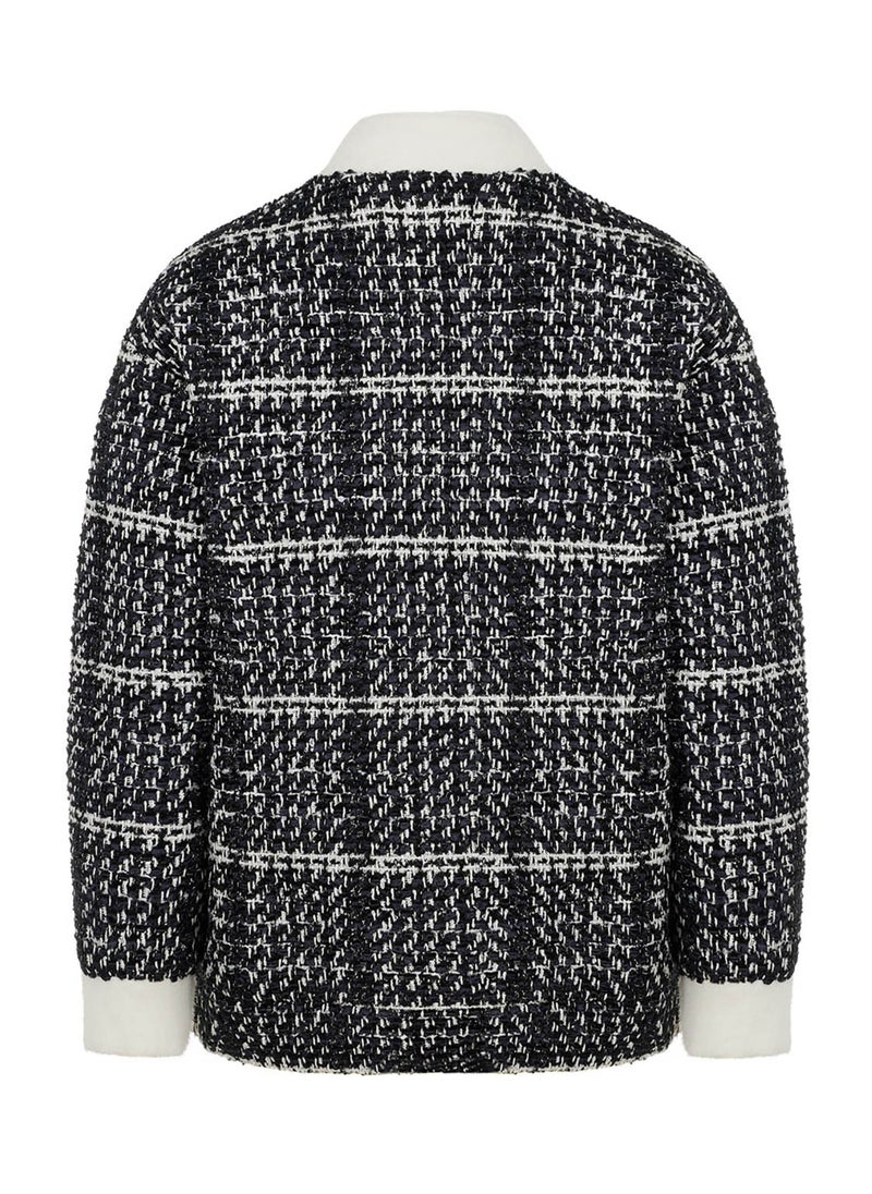 Oversized Tweed Bomber Jacket