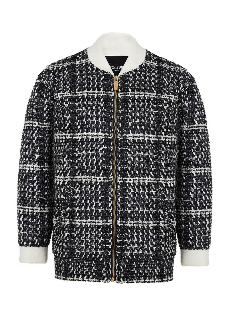 Oversized Tweed Bomber Jacket