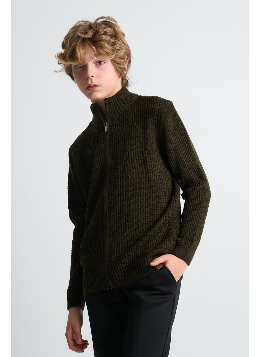 Alexandergardi Half Turtleneck Zippered Child Cardigan (C23-7104)