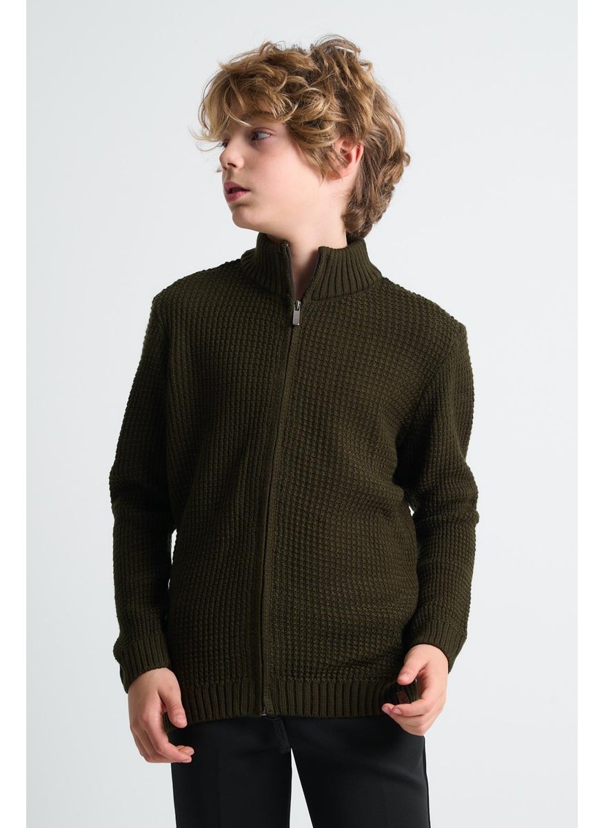 Alexandergardi Half Turtleneck Zippered Child Cardigan (C23-7104)