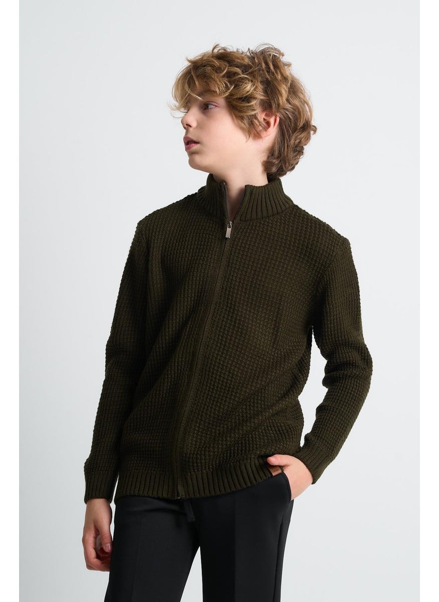 Alexandergardi Half Turtleneck Zippered Child Cardigan (C23-7104)