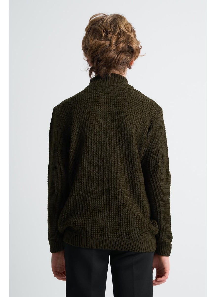 Alexandergardi Half Turtleneck Zippered Child Cardigan (C23-7104)
