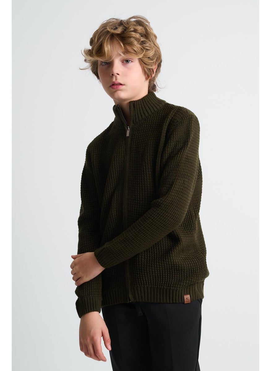 Alexandergardi Half Turtleneck Zippered Child Cardigan (C23-7104)