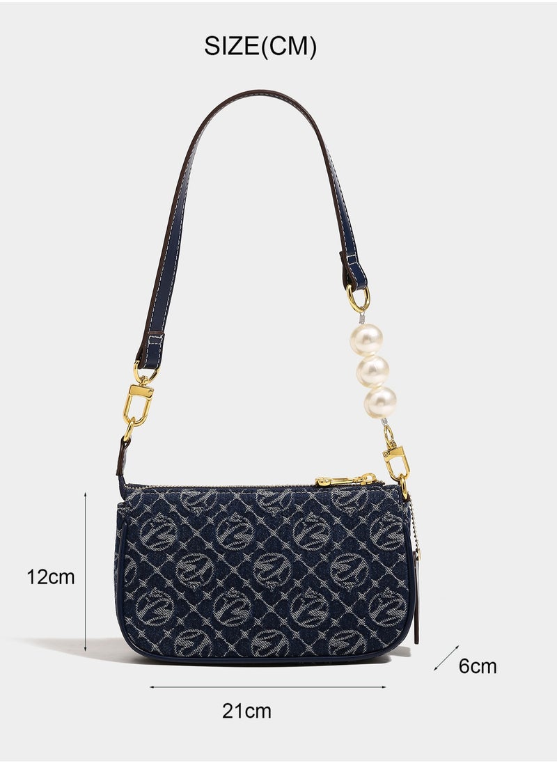 Lightweight  Minimalist Women's Handbags With Pearl Decoration,Portable Crossbody Bag Shoulder Bags For Ladies