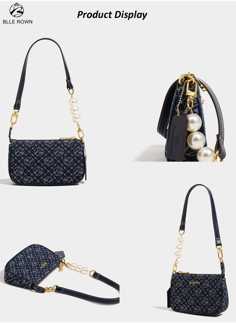 Lightweight  Minimalist Women's Handbags With Pearl Decoration,Portable Crossbody Bag Shoulder Bags For Ladies
