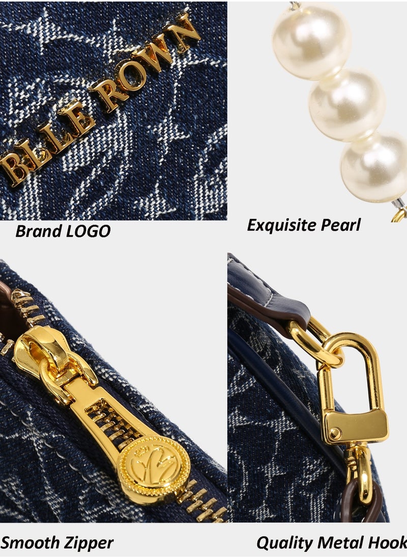 Lightweight  Minimalist Women's Handbags With Pearl Decoration,Portable Crossbody Bag Shoulder Bags For Ladies