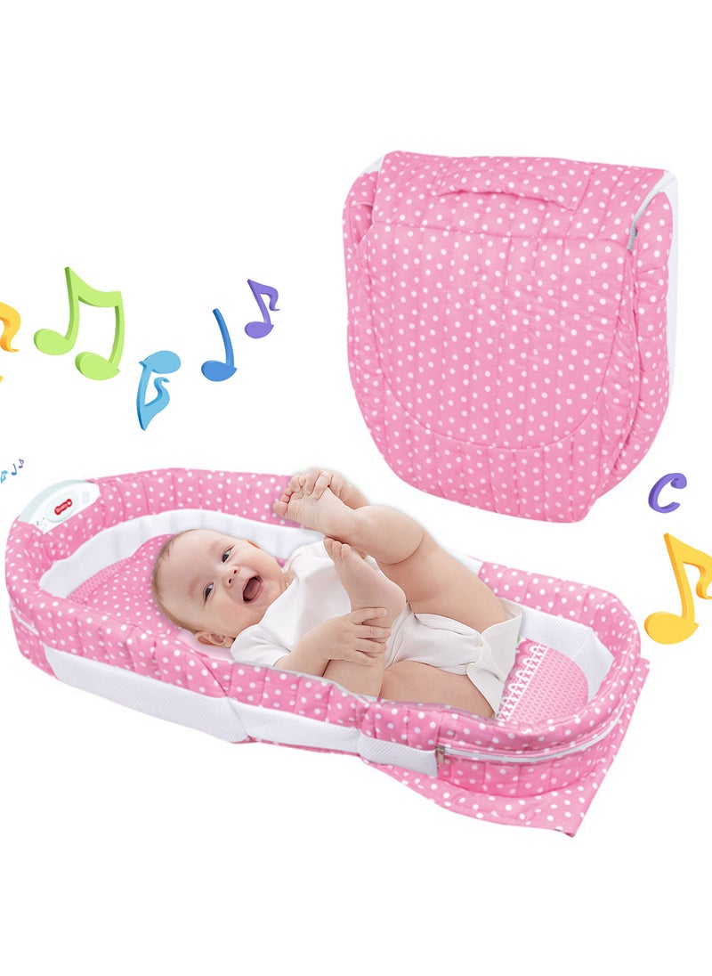 Portable Foldable Baby Bed With Light Music And Diaper Changing Table For Newborn Baby Nap Bed Suitable For Travel And Home Use 75*41*14cm