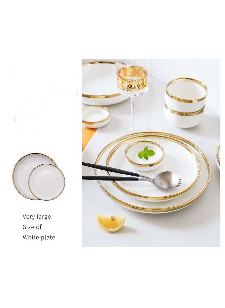 Elegant White With Gold Line Rim 18-Piece Dinnerware Set for 3-4 People - Premium Porcelain Set