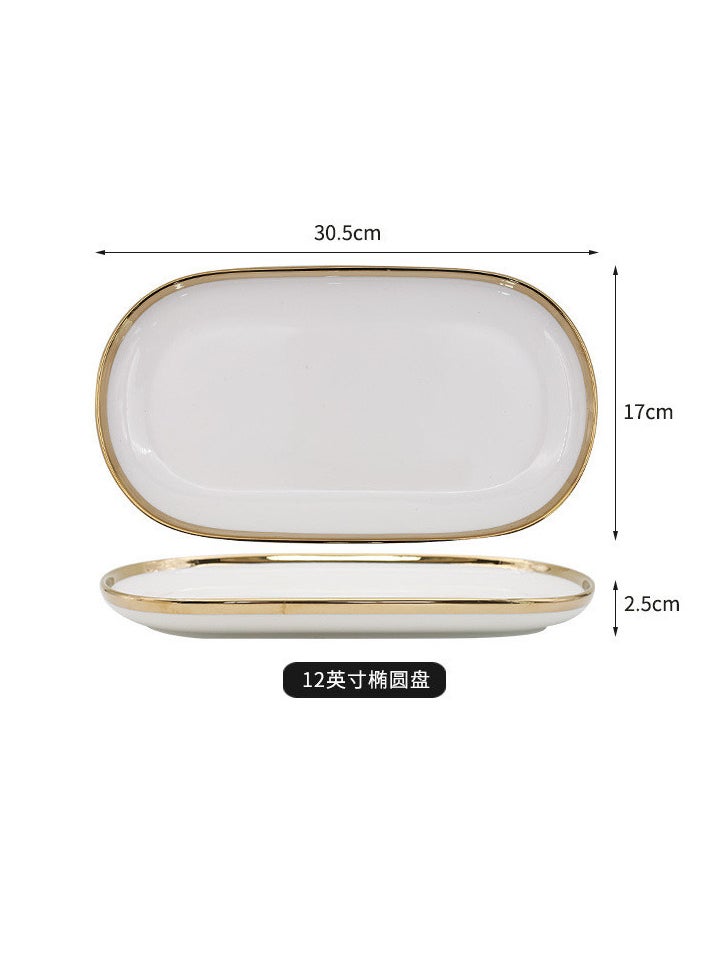 Elegant White With Gold Line Rim 18-Piece Dinnerware Set for 3-4 People - Premium Porcelain Set