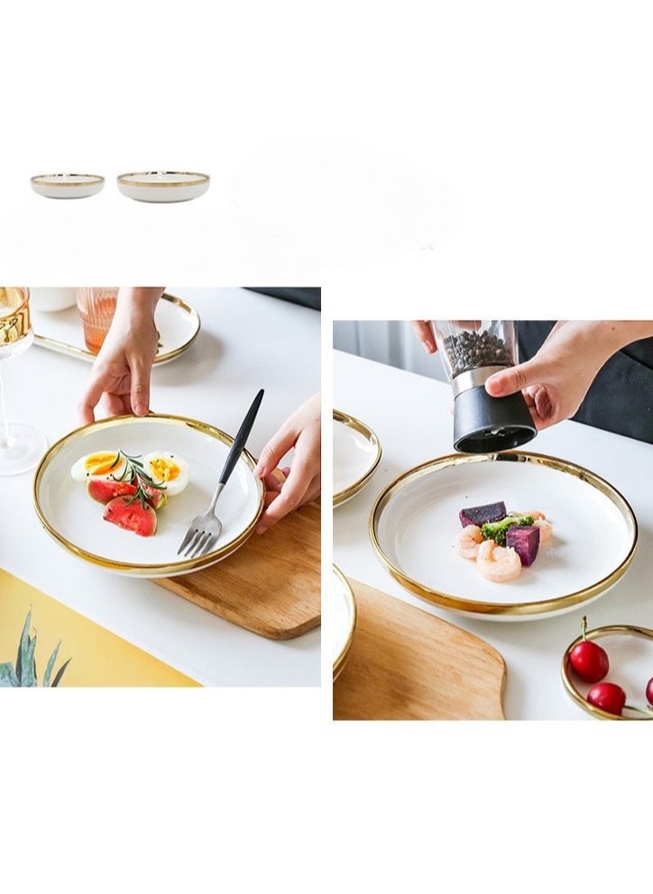 Elegant White With Gold Line Rim 18-Piece Dinnerware Set for 3-4 People - Premium Porcelain Set