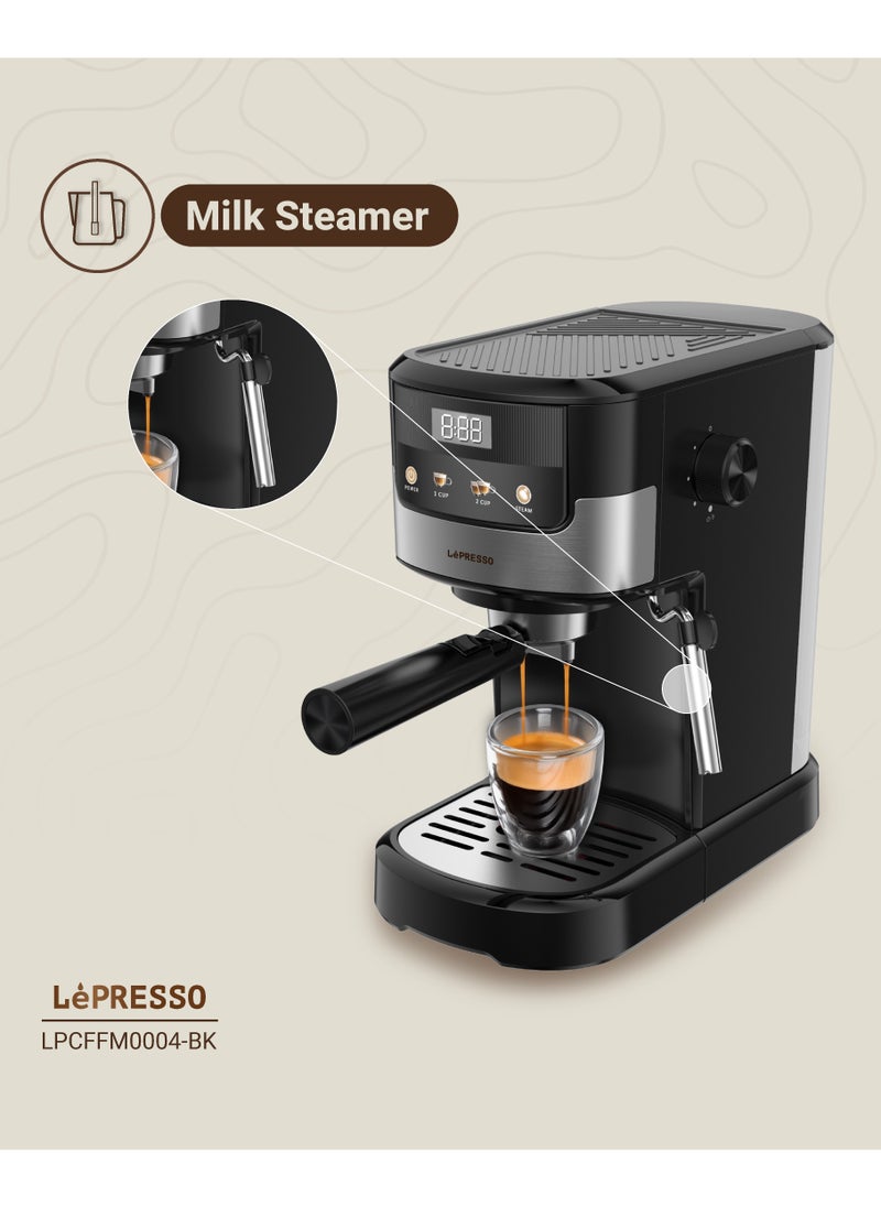 Suprema Espresso Coffee Machine with Milk Frother and Touch Display 1.2L/ 1100W Coffee Maker/ Washable Drip Tray / Nespresso Compatible / 20 Bar Pressure / Milk Steamer - Black