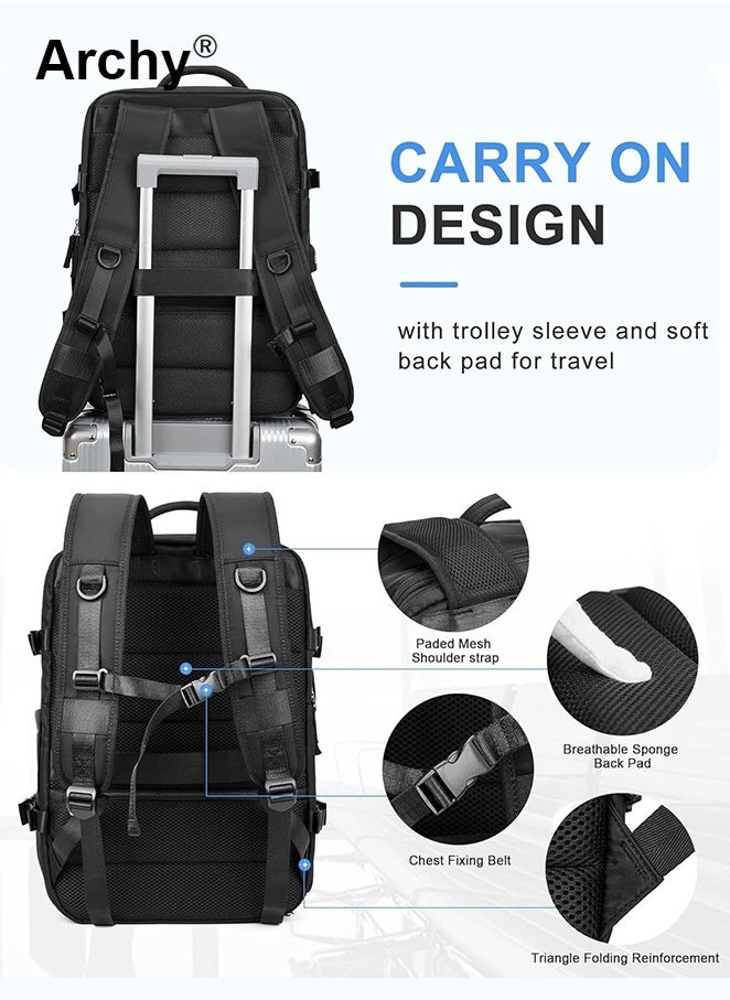 High Capacity Business Travel Backpack with Smart Storage for Short Trips Expandable Luggage Bag Dry and Wet Separation Scientific Storage Business Computer Bag Simple Solid Color Design Independent Shoe Storage