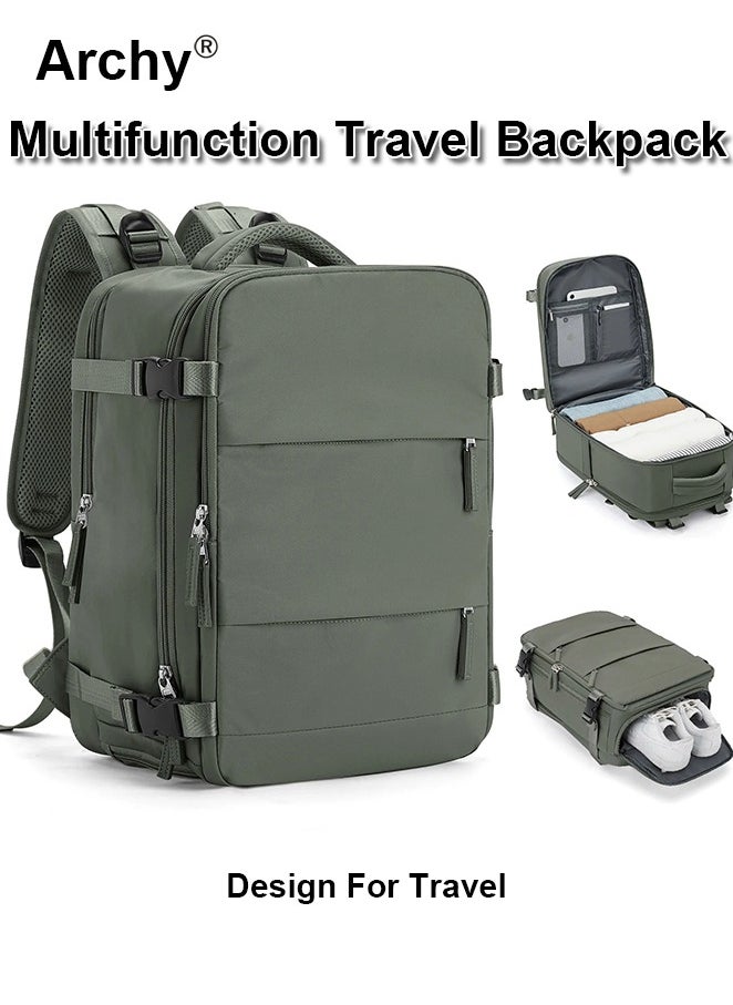 Travel Backpack Carry-On with USB Charging Port Men Women 15.6-Inch Laptop Backpack