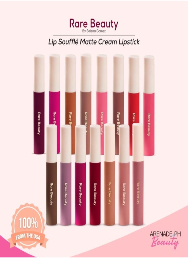 Rare Beauty by Selena Gomez Lip  Soufflé Matte Cream Lipstick in  Strengthen - Dark Cool Red - 3.9ml