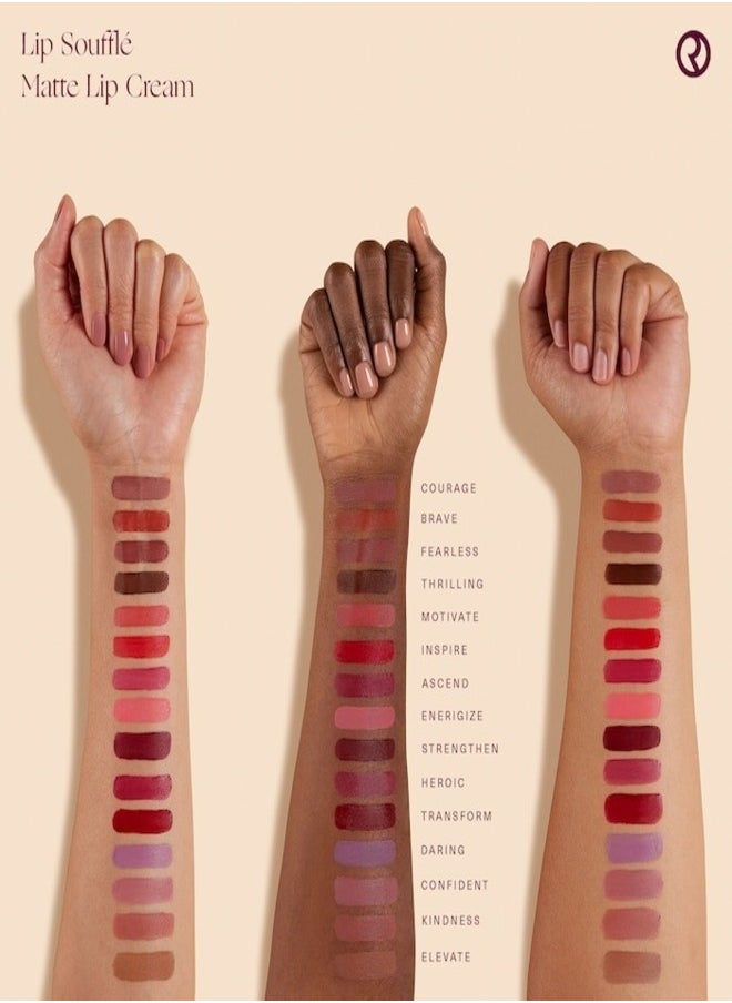 Rare Beauty by Selena Gomez Lip  Soufflé Matte Cream Lipstick in  Strengthen - Dark Cool Red - 3.9ml