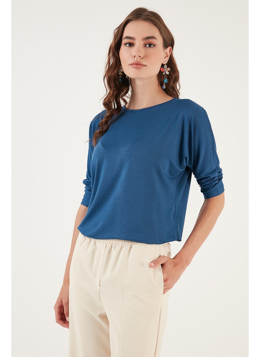 Crew Neck Three Quarter Sleeve Blouse Women's BLOUSE 5861416Y