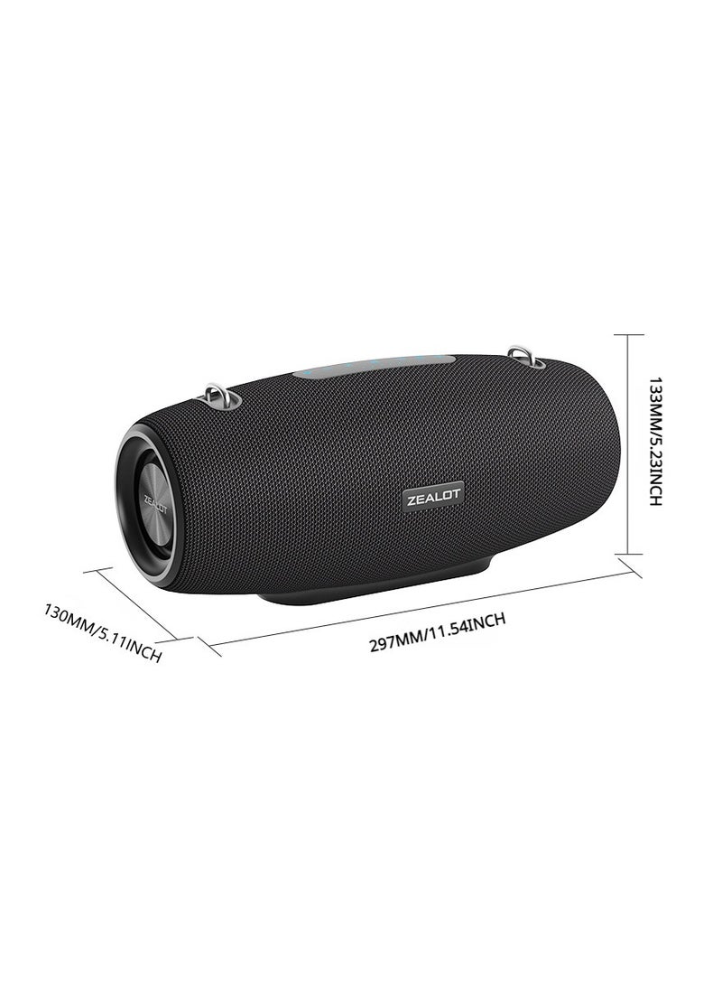 ZEALOT S67 60W Bluetooth Speaker, Portable Speaker With Shoulder Strap, IPX6 Waterproof AUX/TF/USB Supported, Loud Stereo Booming Bass 14400mAh Battery 40 Hours Playtime