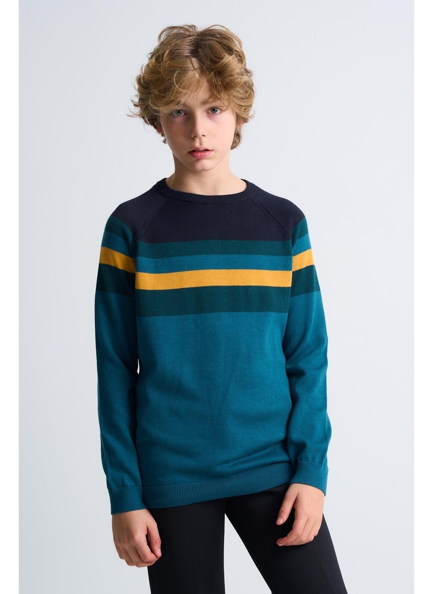 Colour Block Cotton Kids Sweater (C23-7106)