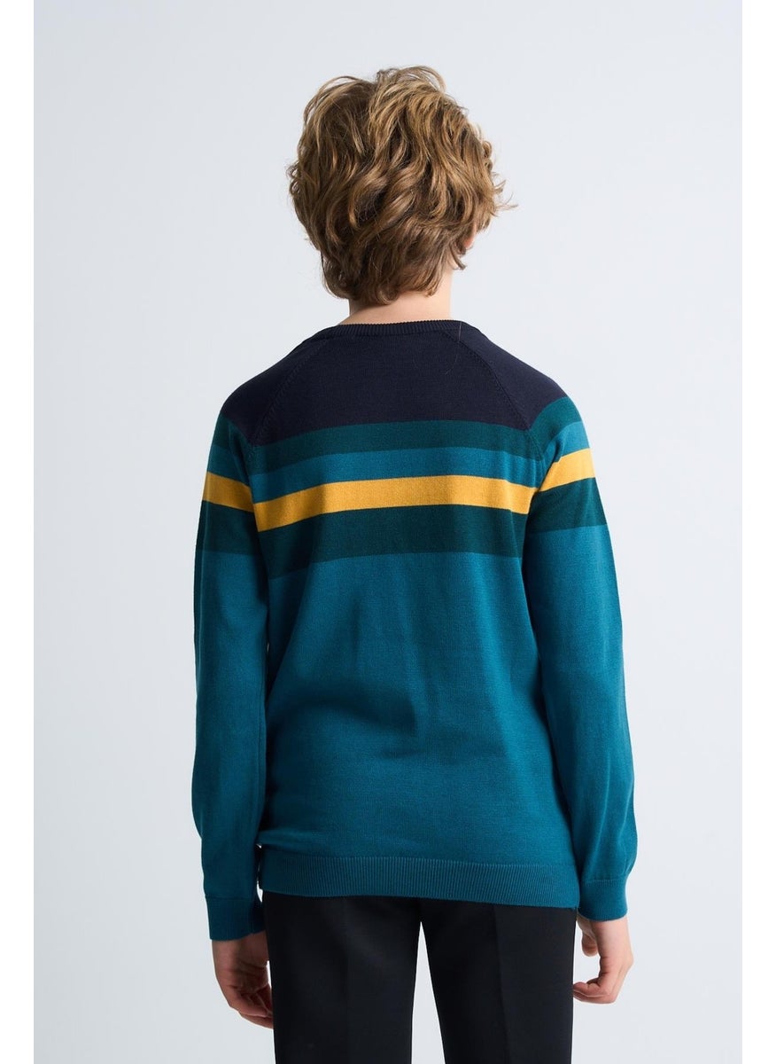 Colour Block Cotton Kids Sweater (C23-7106)