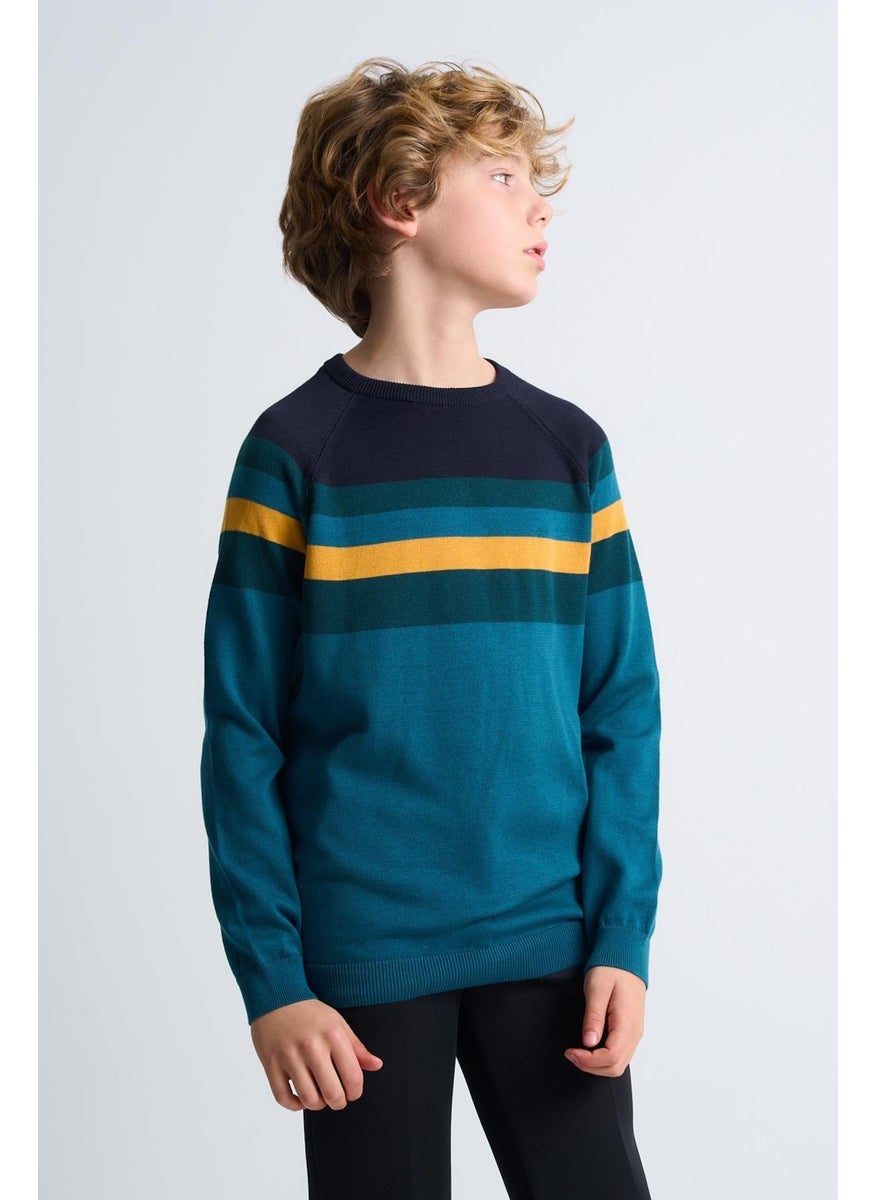 Colour Block Cotton Kids Sweater (C23-7106)