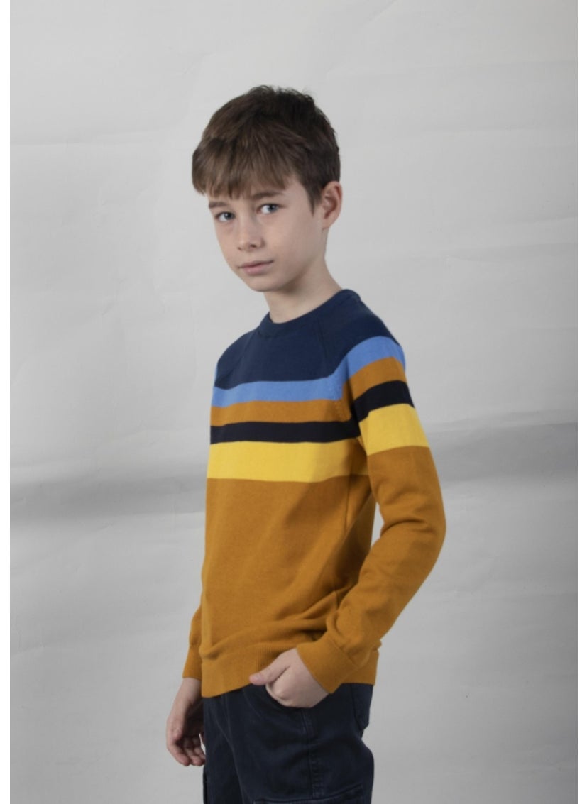 Colour Block Cotton Kids Sweater (C23-7106)