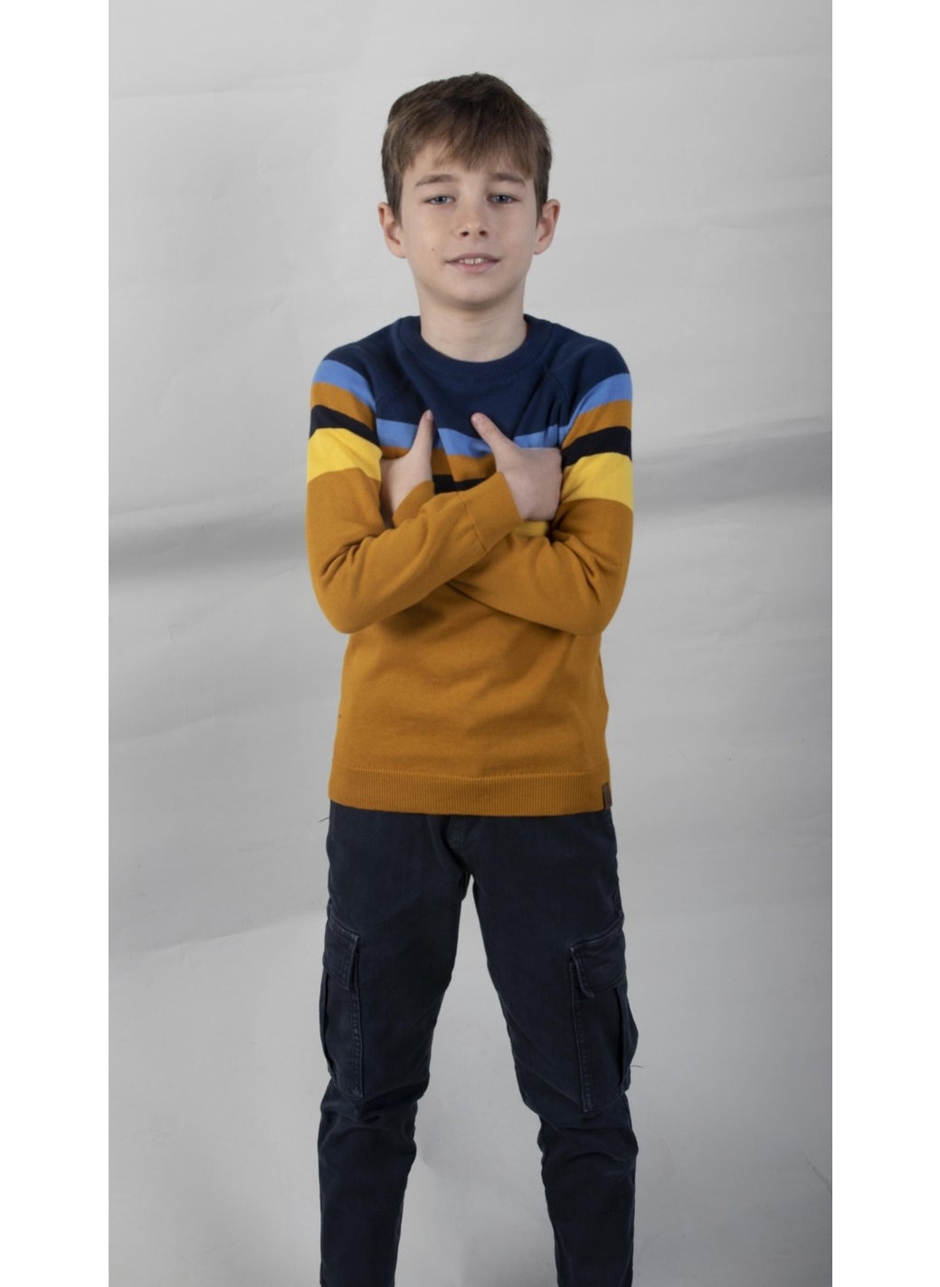 Colour Block Cotton Kids Sweater (C23-7106)