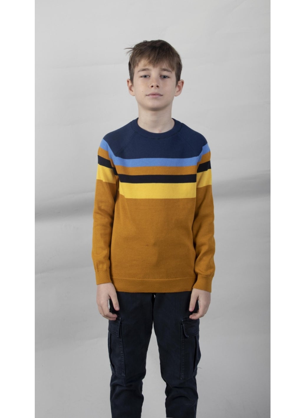 Colour Block Cotton Kids Sweater (C23-7106)