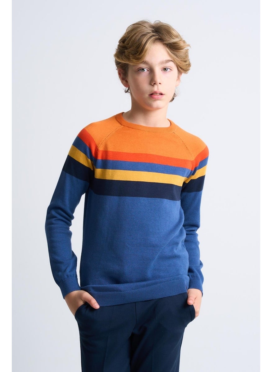 Colour Block Cotton Kids Sweater (C23-7106)