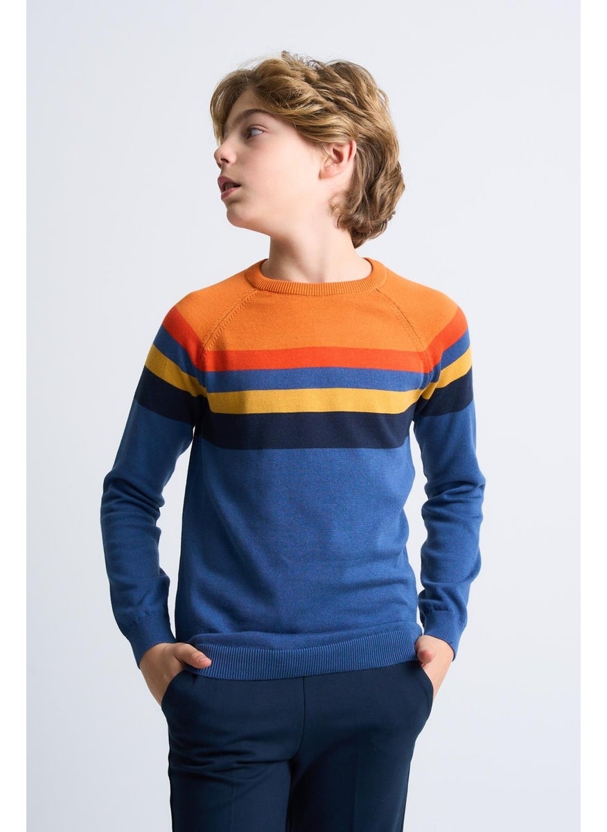 Colour Block Cotton Kids Sweater (C23-7106)
