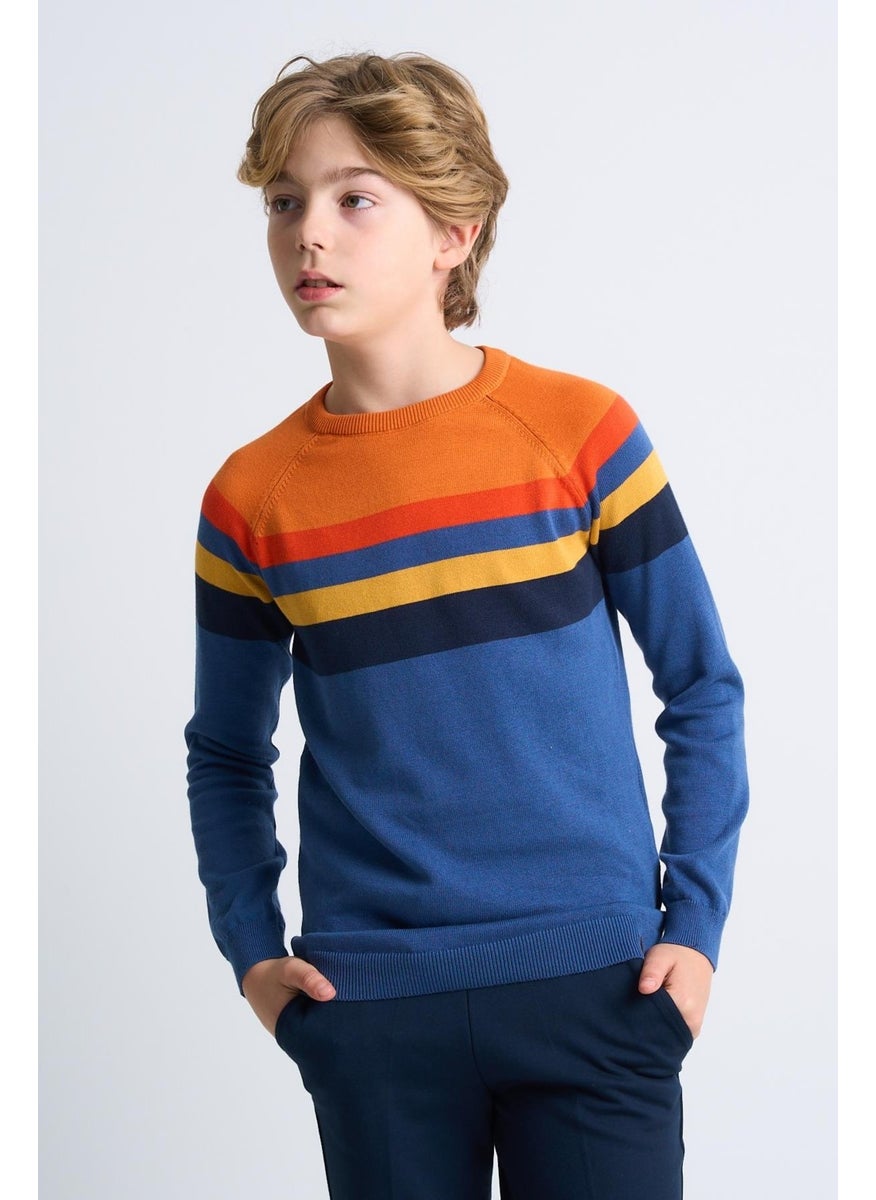 Colour Block Cotton Kids Sweater (C23-7106)