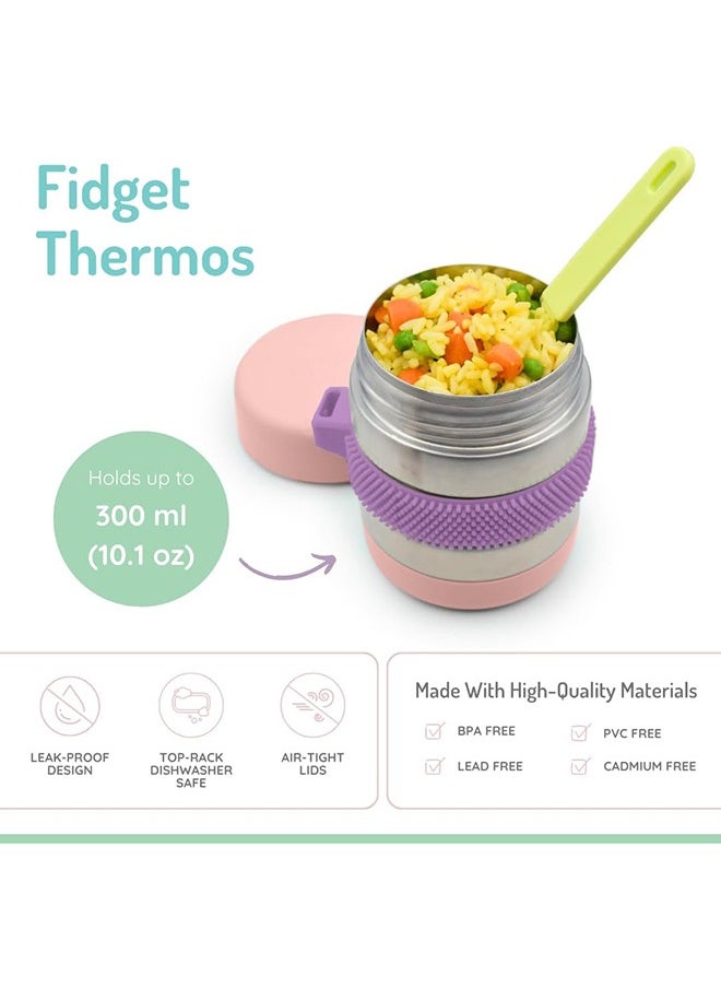 Kids' Food Jar, Silicone-Sleeved Fidget Thermos, BPA-Free, Leakproof Insulated, Holds Food Warm for Five Hours, 10.1 oz, 300ml