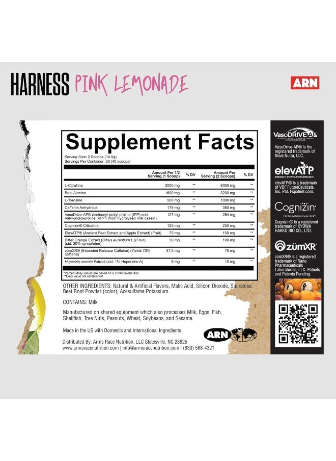 Arms Race Nutrition ARN Harness Pre-Workout Supplement - Pink Lemonade