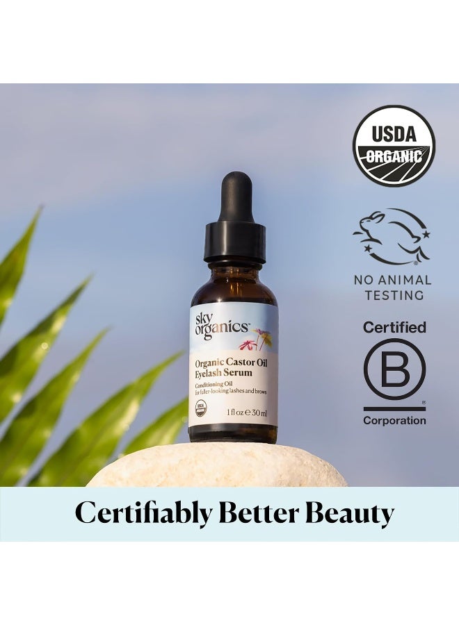 Organic Castor Oil Eyelash Serum, 1 fl oz Packaging May Vary Clear