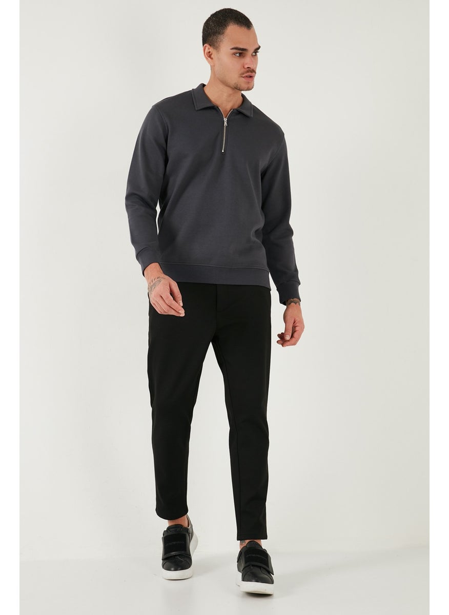 Cotton Regular Fit Half Zipper Polo Neck Sweat Men's Sweat 5905789