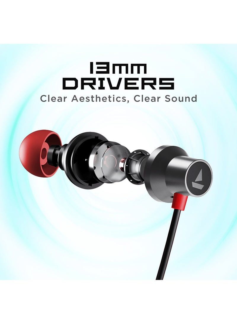 Rockerz 330 Anc Bluetooth Neckband In Ear Earphones With Mic, Crystal Bionic Sound Powered By Dirac Opteo, Anc, 13Mm Drivers, Asap Charge, 24H Playback & Enx Tech Gunmetal Black