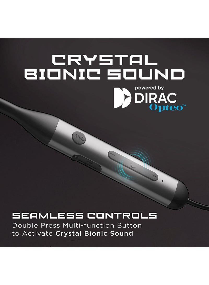 Rockerz 330 Anc Bluetooth Neckband In Ear Earphones With Mic, Crystal Bionic Sound Powered By Dirac Opteo, Anc, 13Mm Drivers, Asap Charge, 24H Playback & Enx Tech Gunmetal Black