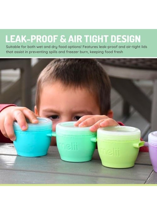 Snap & Go Baby Food Storage Containers for Kids with lids, Snack Containers, Freezer Safe, 2 oz - 6 Pack, Earth Tones