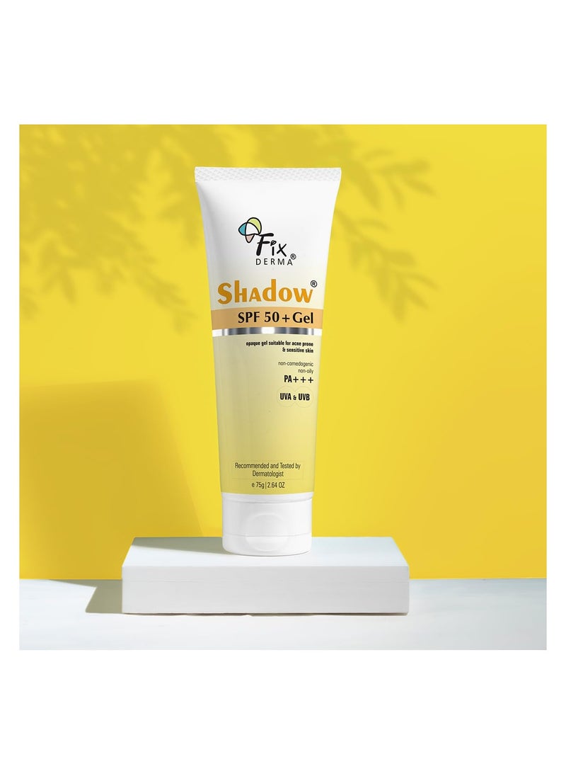 FIXDERMA Shadow Sunscreen Spf 50+ Pa+++ Gel Broad Spectrum Sunscreen For Uva & Uvb Protection | Sunscreen For Women & Men - 75Gm (Shadow Spf 50 Gel,...
