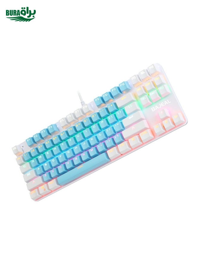 BAJEAL K100 87 Keys Green Shaft Wired Mechanical Keyboard, Cable Length: 1.6m(Blue White)