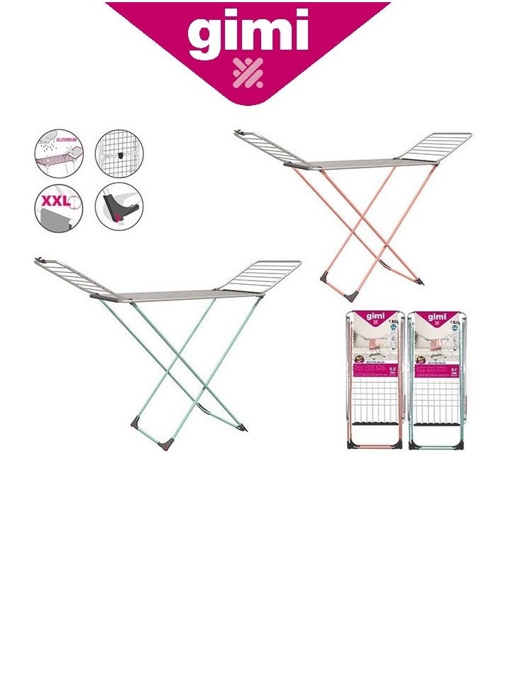 Gimi Borealis 20m Aluminum-Coated Steel Foldable Cloth Dryer with Wheels and Locking Mechanism