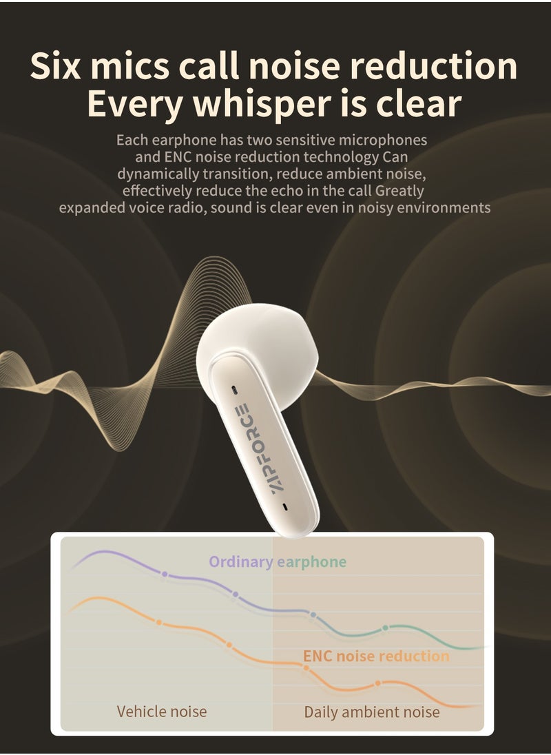 ZIPFORCE True Wireless Earbuds, In-Ear Bluetooth 5.3 Headphones 4-Mics ENC Clear Call, Bluetooth Earbuds Touch Control 40 Playtime, IPX6 Waterproof TWS, Light-Weight Earphones