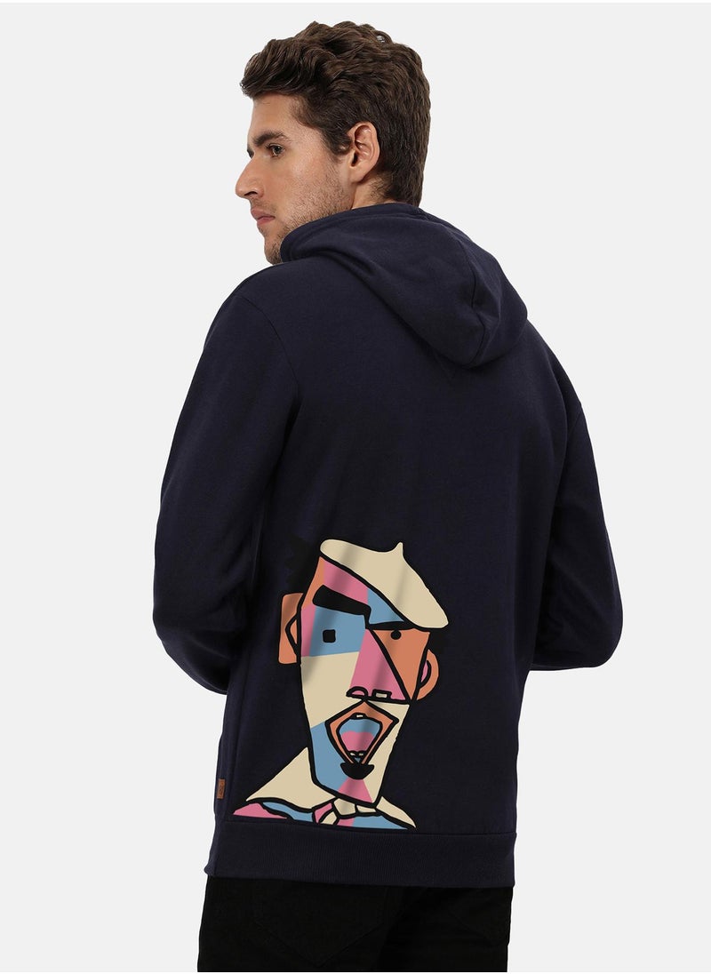 Men's Navy Blue Beret Man Hoodie