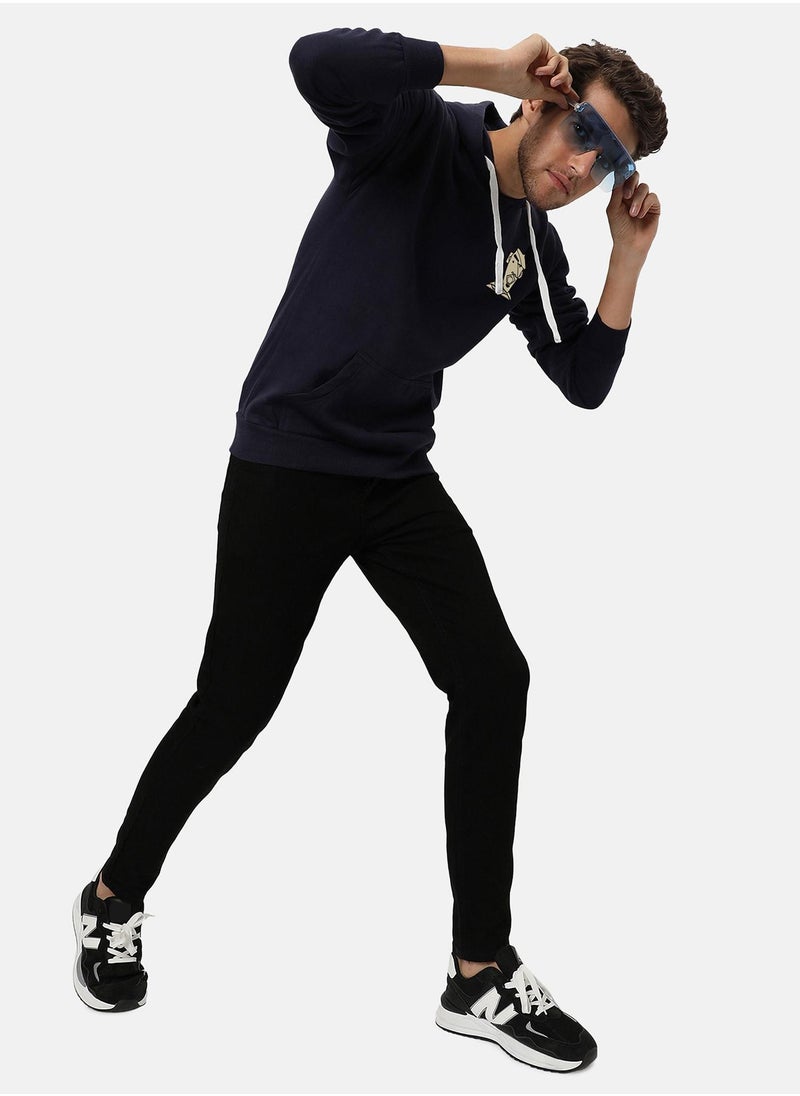 Men's Navy Blue Beret Man Hoodie