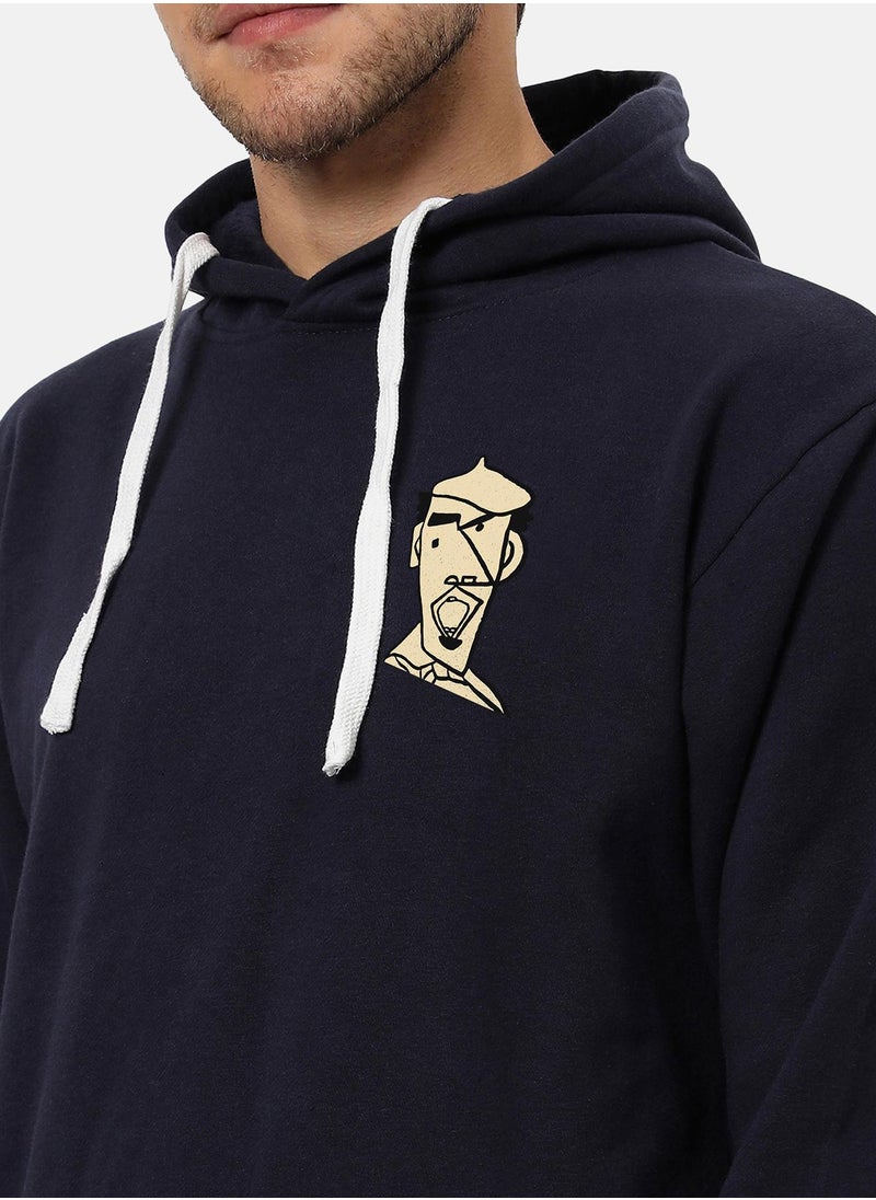 Men's Navy Blue Beret Man Hoodie