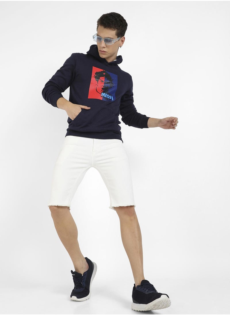 Men's Navy Blue Messi Hoodie With Kangaroo Pocket