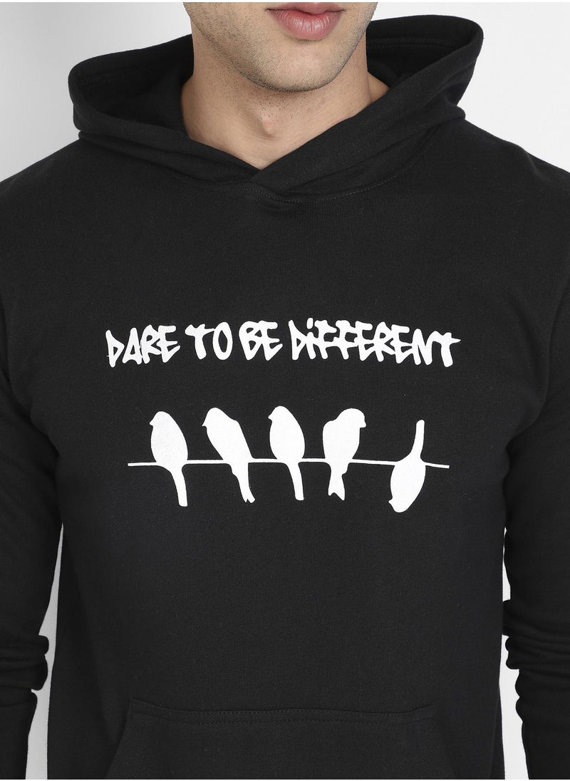 Men's Black Dare To Be Different Hoodie With Kangaroo Pocket