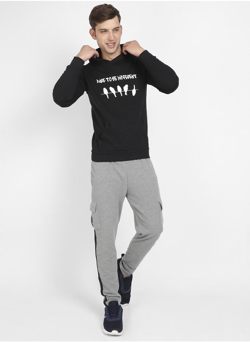 Men's Black Dare To Be Different Hoodie With Kangaroo Pocket