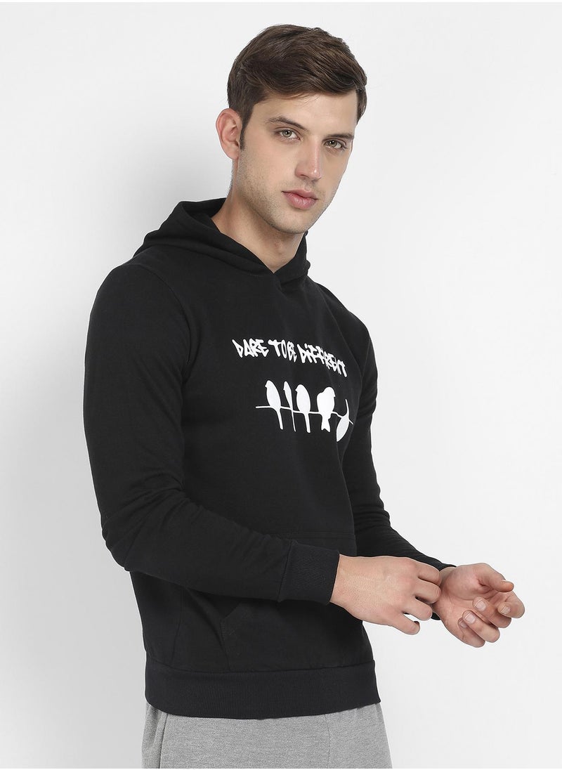 Men's Black Dare To Be Different Hoodie With Kangaroo Pocket