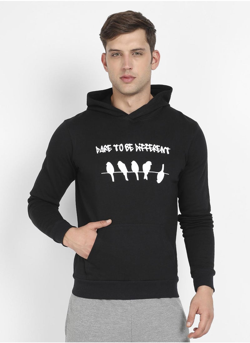 Men's Black Dare To Be Different Hoodie With Kangaroo Pocket